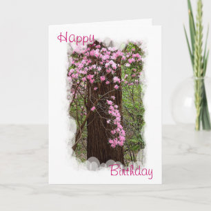 Carte d'anniversaire rose de rhododendrons