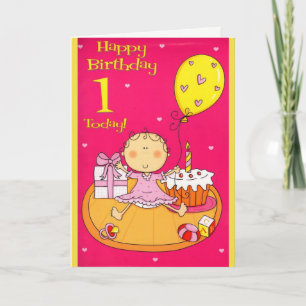 Carte d'anniversaire rose et jaune