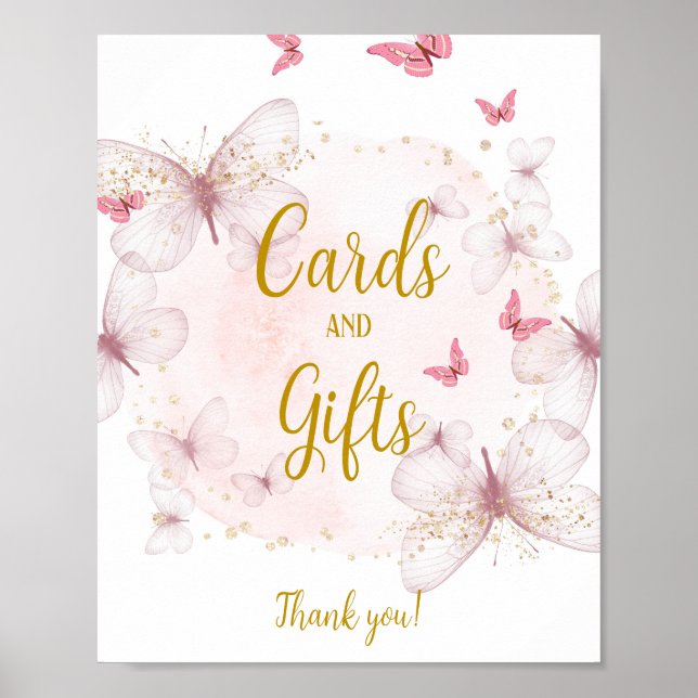 Carte d'anniversaire rose et or et tableau des cad (Devant)