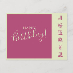 Carte d'anniversaire rose et vert 