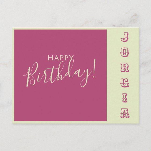 Carte d'anniversaire rose et vert (Devant)