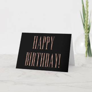 Carte d'anniversaire Rose Gold & Black Happy