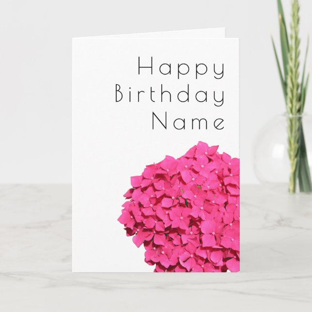 Carte d'anniversaire rose Hydrangea Floral Blanc A (Devant)