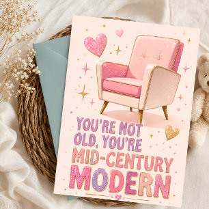 Carte d'anniversaire Rose Pailleté Mid-Century Mod