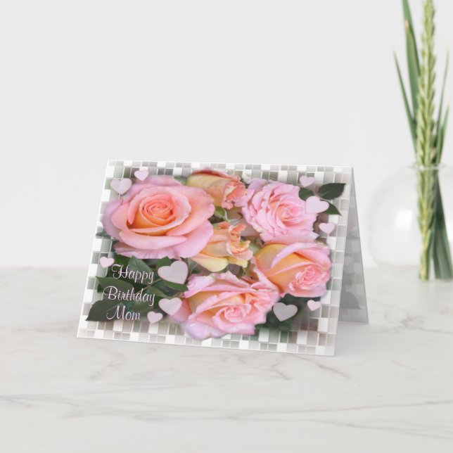 Carte d'anniversaire rose pour maman (Devant)