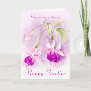 Carte d'anniversaire rose pourpre florale fuchsia