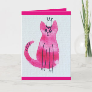 Carte d'anniversaire rose Princess Kitty