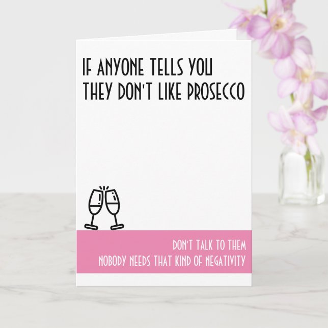 Carte d'anniversaire rose standard de Prosecco Lov (Orchidée)
