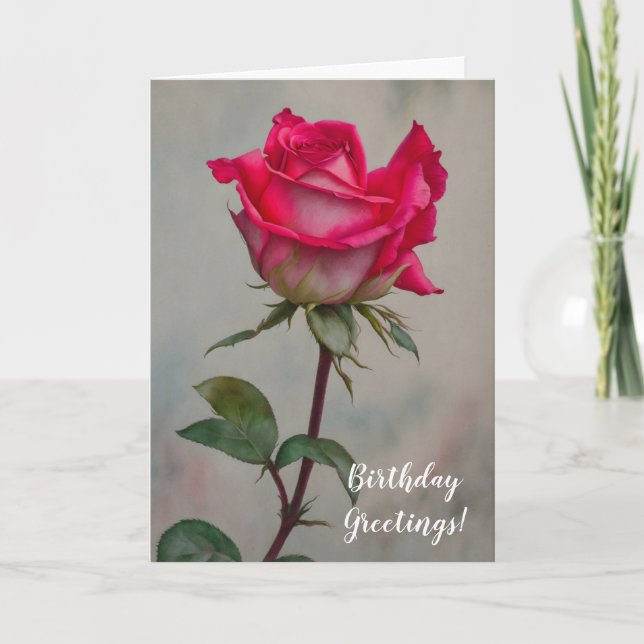 Carte d'anniversaire Rose Stem Art (Devant)