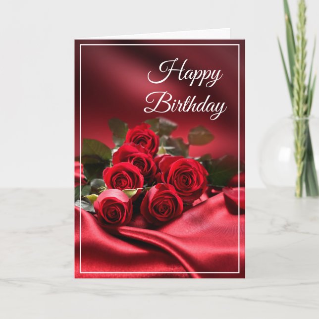 Carte d'anniversaire - Roses rouges (Devant)