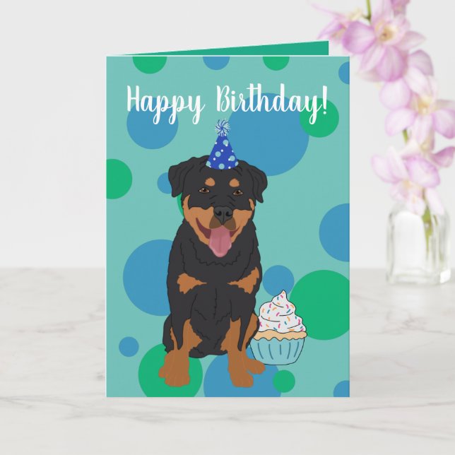 Carte d'anniversaire Rottweiler (Orchidée)