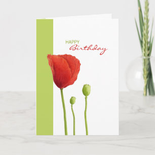 Carte d'anniversaire rouge de chaux de pavot