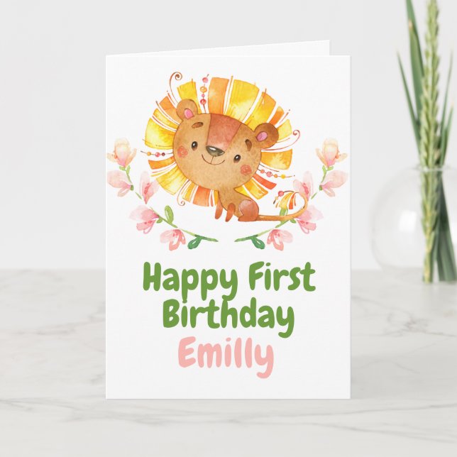 Carte d'anniversaire Safari Baby Lion (Devant)