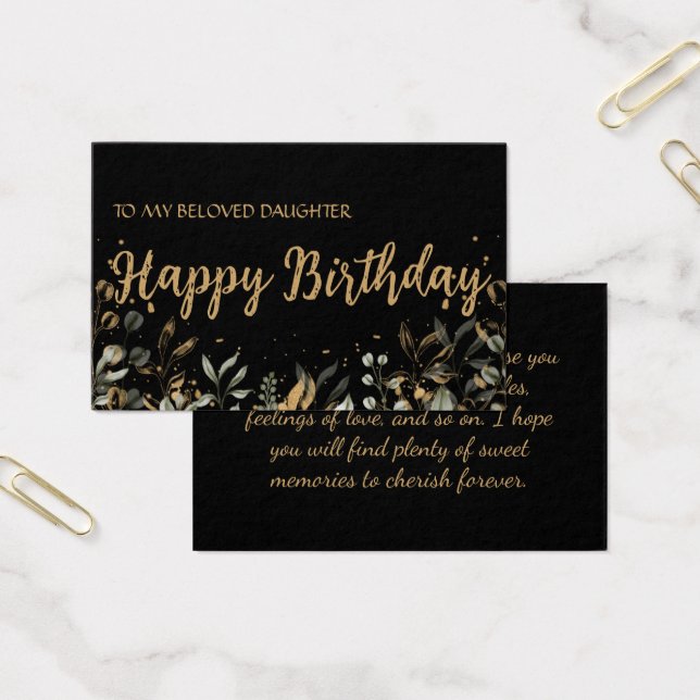 Carte d'anniversaire Salutation élégant Noir et Or (Bureau)