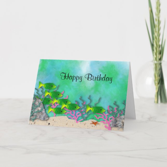 Carte d'anniversaire Sea Life Large police (Devant)