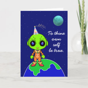 Carte d'anniversaire shakespearienne avec un alien