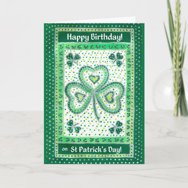 Carte d'anniversaire shamrock St Patrick (Devant)
