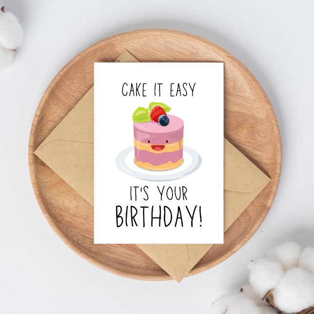 Carte d'anniversaire simple et amusante en rose (Funny Illustrated Birthday Card – Personalized Humor)