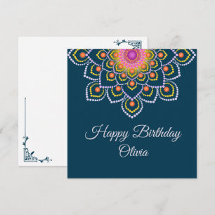 Carte d'anniversaire simple et colorée Mandala