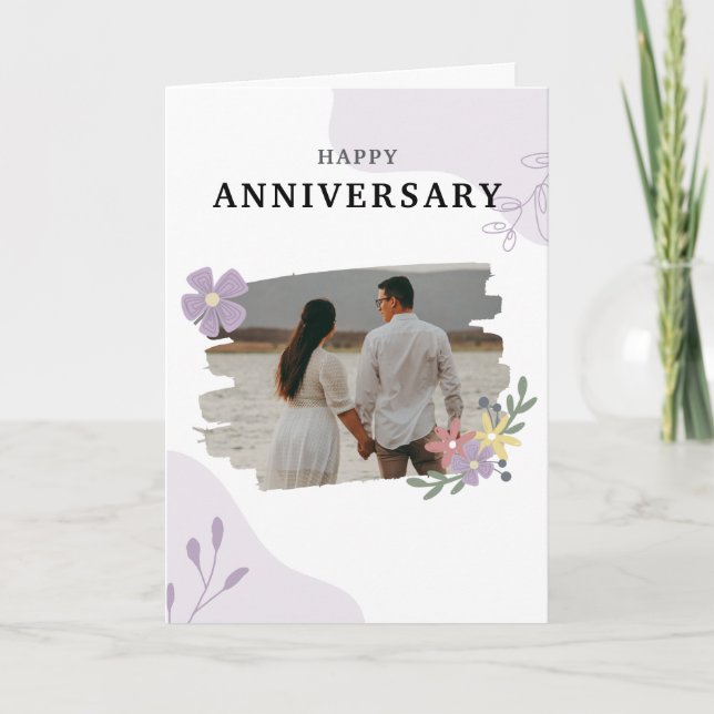 Carte d'anniversaire simple et heureuse blanche et (Devant)
