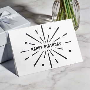 Carte d'anniversaire simple noir et blanc pour ent