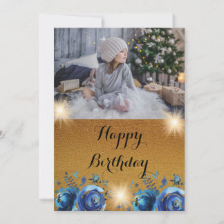 Carte d'anniversaire simple or heureux