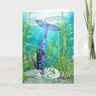 Carte d'anniversaire - Sirène - Paysage sous-marin