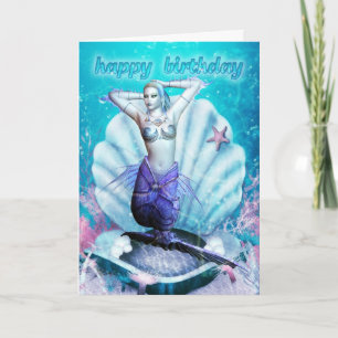 Carte d'anniversaire - Sirène - Paysage sous-marin