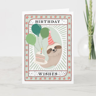 Carte d'anniversaire Sloth | Carte de gâteau de vo