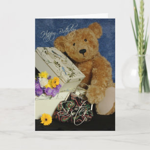 Carte d'anniversaire soeur avec des boîtes d'ours 