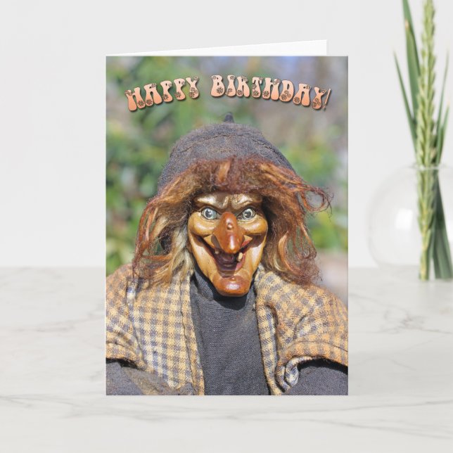 Carte d'anniversaire sorcière amusante ! (Devant)