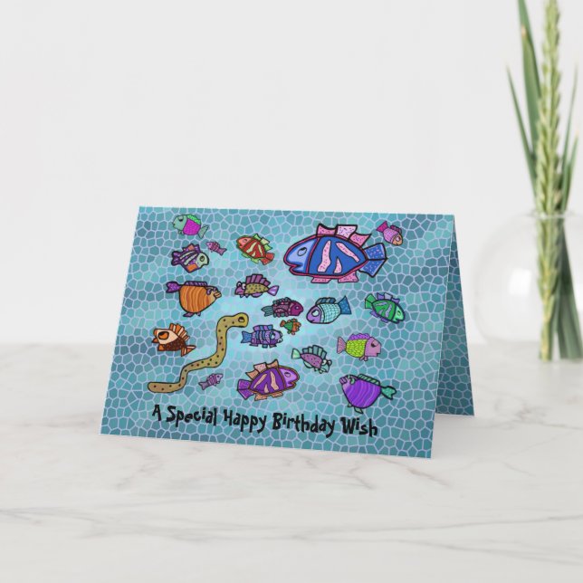 Carte d'anniversaire sous-marine Blue Heaven (Devant)