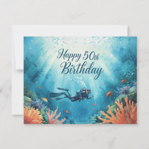 Carte d'anniversaire sous-marine pour 50 ans de pl