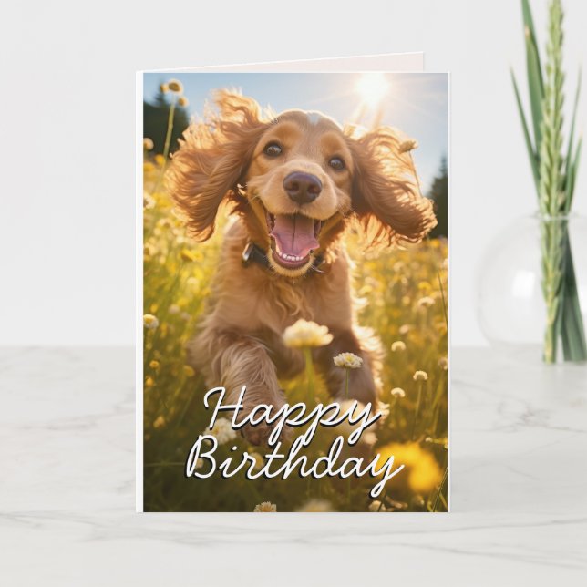 Carte d'anniversaire Spaniel Cocker personnalisée (Devant)