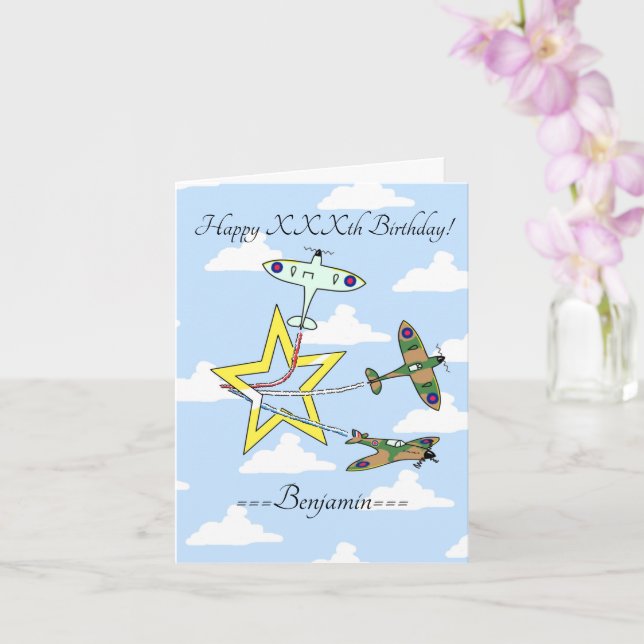 Carte d'anniversaire Spitfire Star Blue Sky (Orchidée)