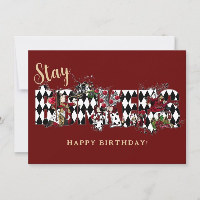 Carte d'anniversaire Stay Bonkers Alice in Wonderl (Devant)