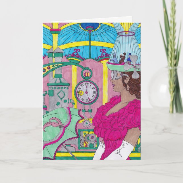 Carte d'anniversaire - Steampunk lumineux (Devant)