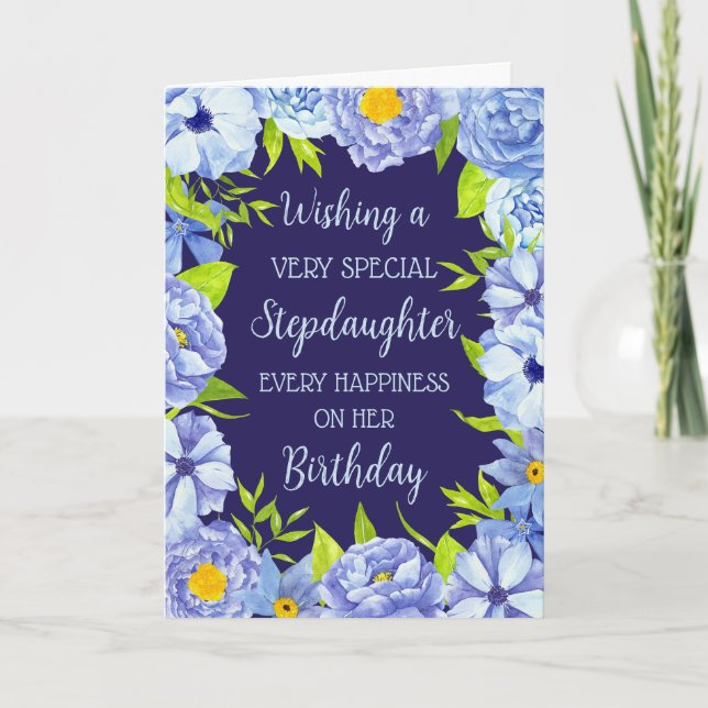 Carte d'anniversaire Stepgirl Blue Flowers (Devant)