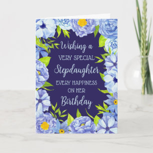 Carte d'anniversaire Stepgirl Blue Flowers