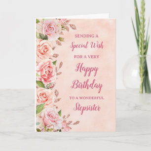 Carte d'anniversaire Stepsoeur Fleurs roses