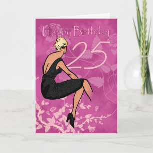 Carte d'anniversaire stylish 25th - Femme moderne 