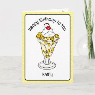 Carte d'anniversaire sucrée Crème glacée Sundae