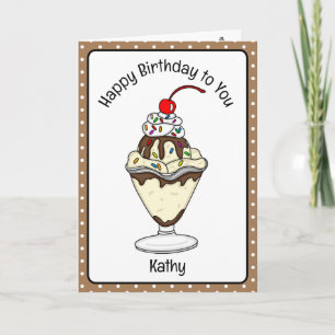 Carte d'anniversaire sucrée Crème glacée Sundae