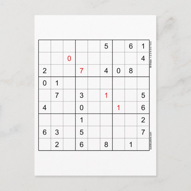 Carte d'anniversaire Sudoku 07-11 (Devant)