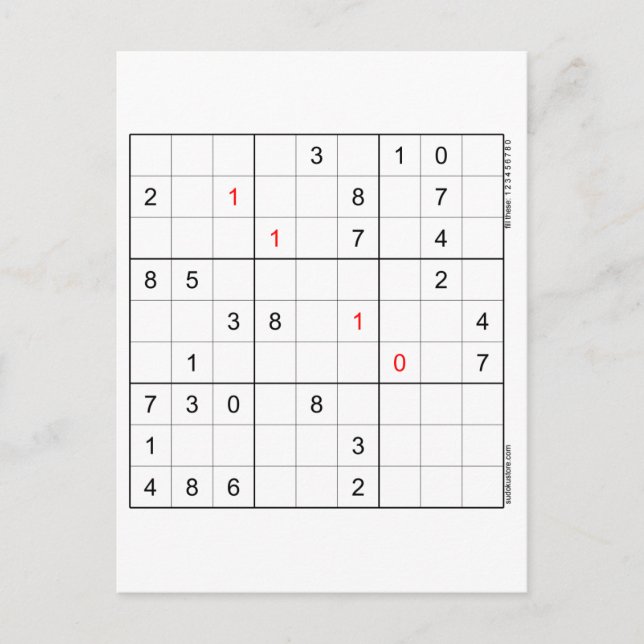 Carte d'anniversaire Sudoku 11-10 (Devant)
