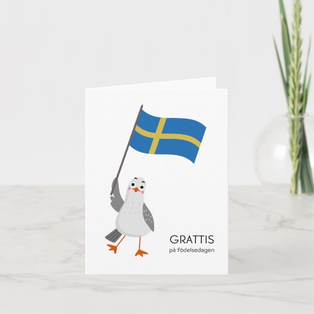 Carte d'anniversaire suédoise - Grattis på födelse (Devant)