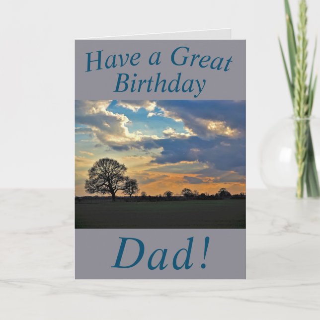 Carte d'anniversaire Sunset Sky et Tree pour papa (Devant)