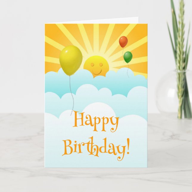 Carte d'anniversaire Sunshine Happy Face et Ballon (Devant)
