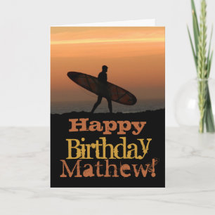 Carte d'anniversaire surfeur personnalisable