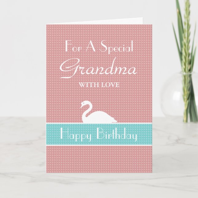 Carte d'anniversaire Swan Happy - rose (Devant)